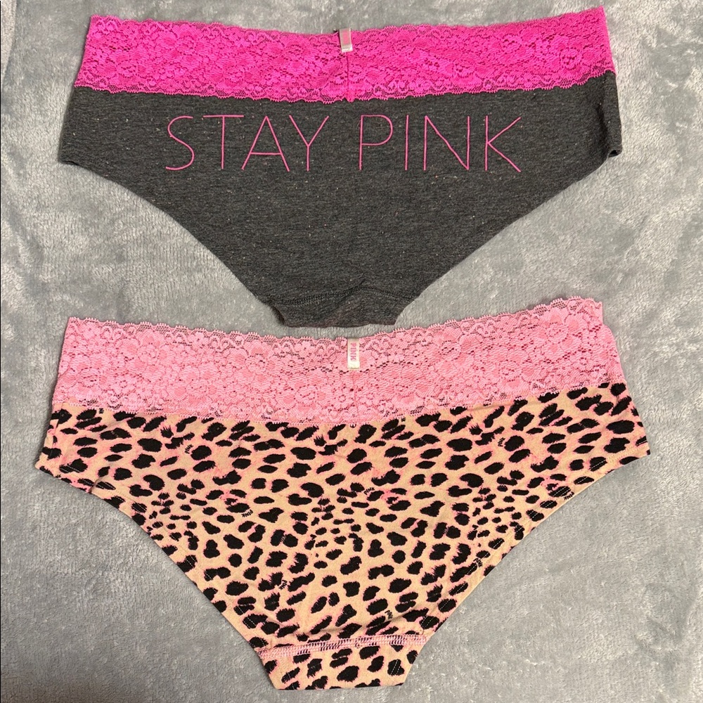 PINK Victoria's Secret Gray and Leopard Panties Set